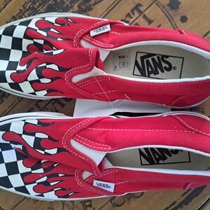 Vans Kids Red Flame Slip-On Shoes